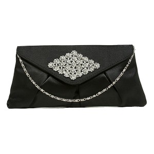 Evening Bag - 12 PCS - Satin w/ Crystal Vintage Charm - Black -BG-HE1110BK